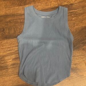 Blue Sleeveless Ribbed Top